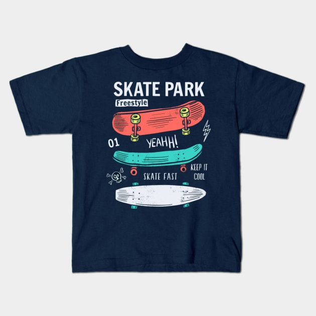 Skatepark Kids T-Shirt by FunnyHedgehog